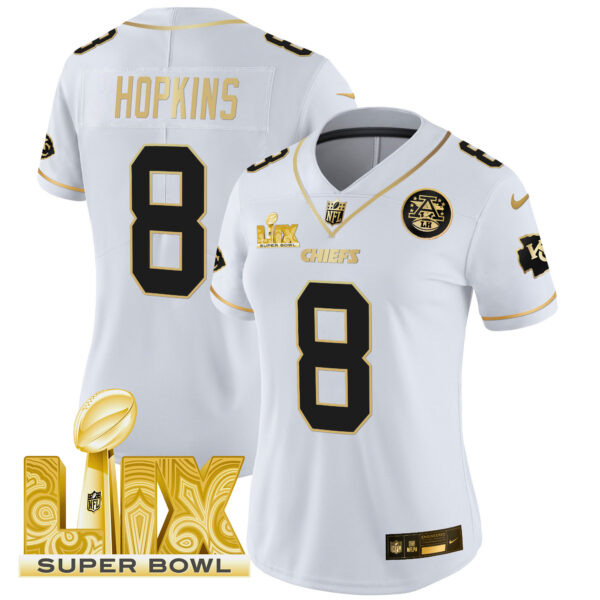 Women's Chiefs Super Bowl LIX Patch Gold Vapor Limited Jersey - All Stitched - Image 18