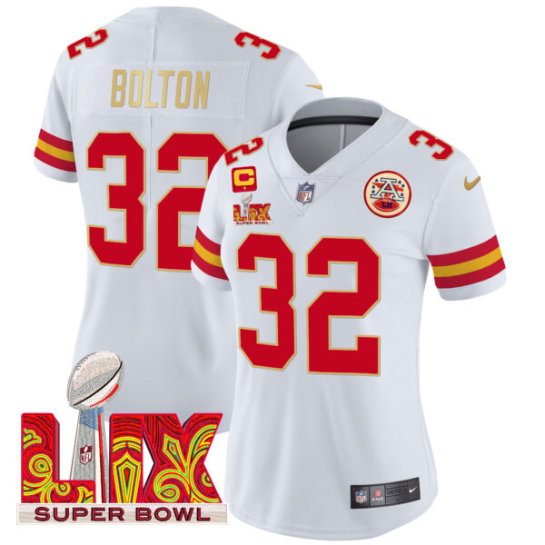 Women's Chiefs Super Bowl LIX Patch Gold Trim Vapor Limited Jersey - All Stitched - Image 45