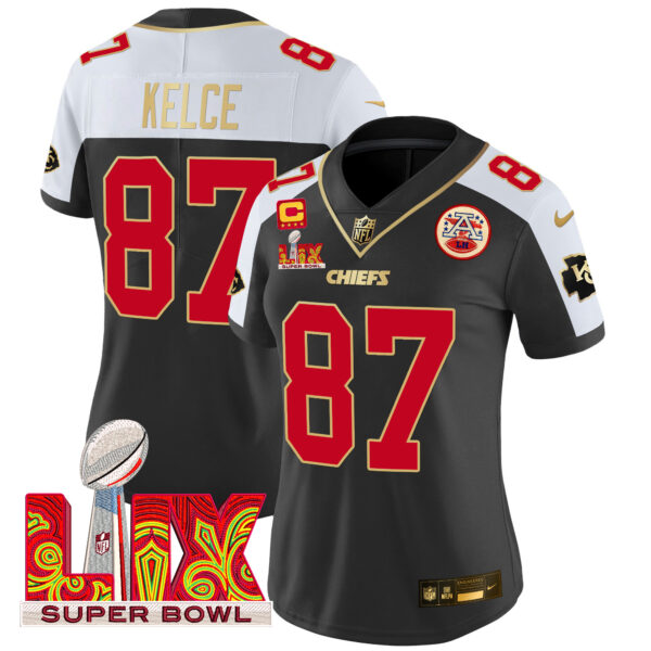 Women's Chiefs Super Bowl LIX Patch Gold Trim Vapor Limited Jersey - All Stitched - Image 2