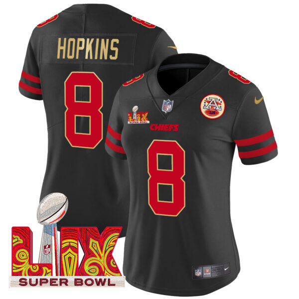 Women's Chiefs Super Bowl LIX Patch Gold Trim Vapor Limited Jersey - All Stitched - Image 28