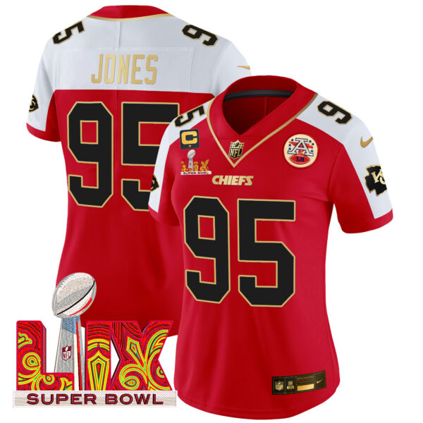 Women's Chiefs Super Bowl LIX Patch Gold Trim Vapor Limited Jersey - All Stitched - Image 20