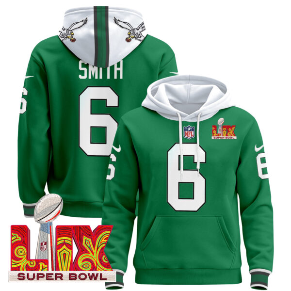 Men's Philadelphia Eagles Super Bowl LIX Patch Pullover Hoodie - All Stitched - Image 45