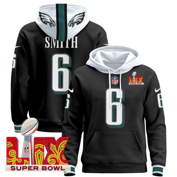 Men's Philadelphia Eagles Super Bowl LIX Patch Pullover Hoodie - All Stitched - Image 25