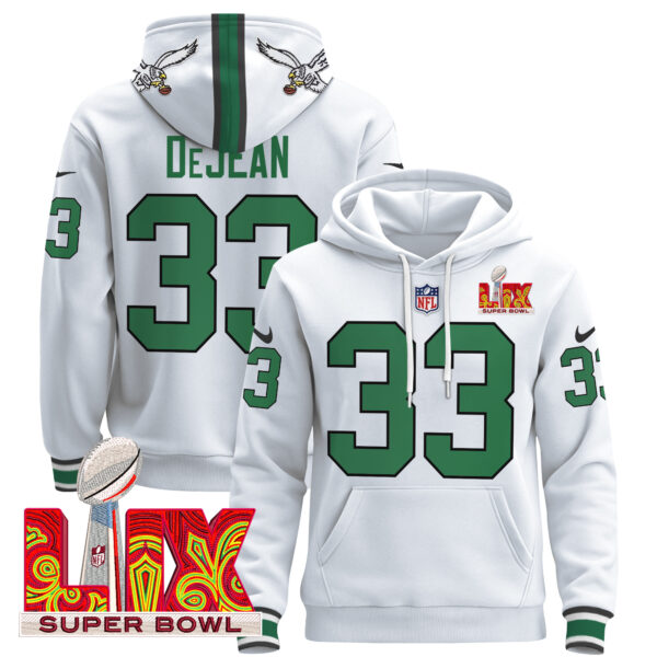 Men's Philadelphia Eagles Super Bowl LIX Patch Pullover Hoodie - All Stitched - Image 60