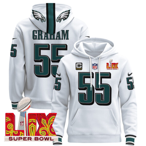 Men's Philadelphia Eagles Super Bowl LIX Patch Pullover Hoodie - All Stitched - Image 17