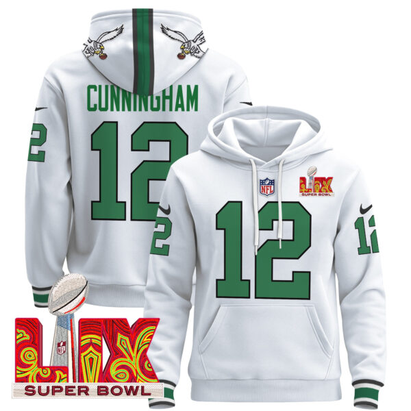 Men's Philadelphia Eagles Super Bowl LIX Patch Pullover Hoodie - All Stitched - Image 56