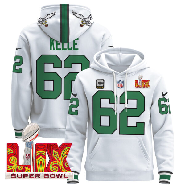 Men's Philadelphia Eagles Super Bowl LIX Patch Pullover Hoodie - All Stitched - Image 54