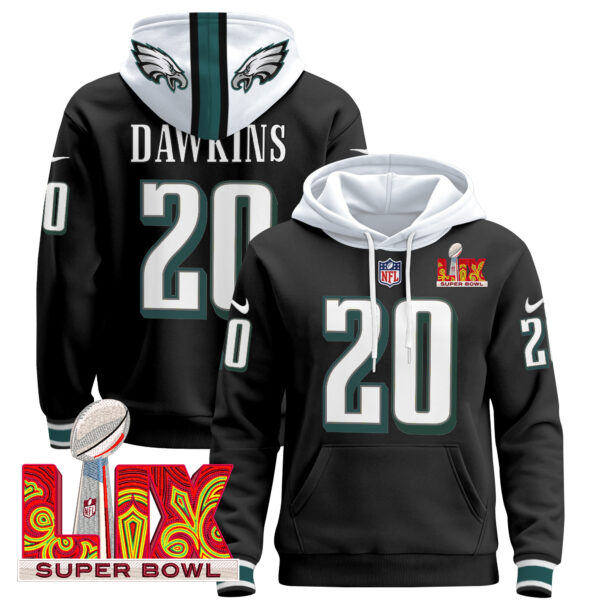 Men's Philadelphia Eagles Super Bowl LIX Patch Pullover Hoodie - All Stitched - Image 28