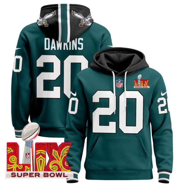 Men's Philadelphia Eagles Super Bowl LIX Patch Pullover Hoodie V3 - All Stitched - Image 8