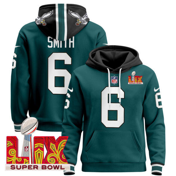 Men's Philadelphia Eagles Super Bowl LIX Patch Pullover Hoodie V3 - All Stitched - Image 5