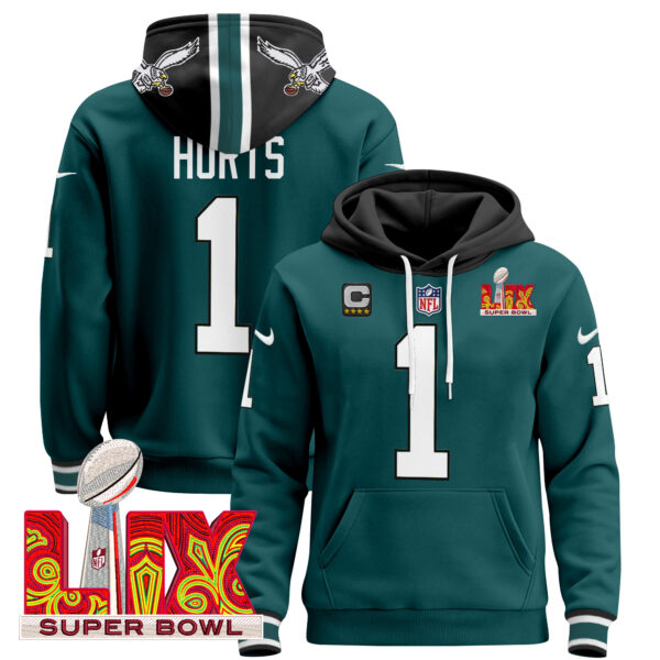 Men's Philadelphia Eagles Super Bowl LIX Patch Pullover Hoodie V3 - All Stitched - Image 3