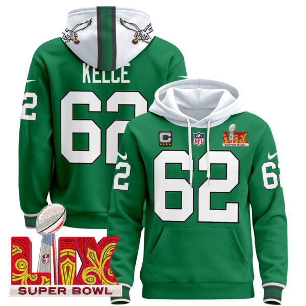 Men's Philadelphia Eagles Super Bowl LIX Patch Pullover Hoodie V3 - All Stitched - Image 34