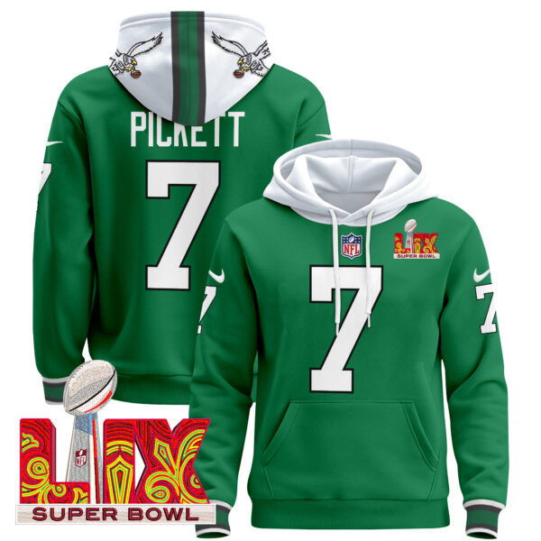 Men's Philadelphia Eagles Super Bowl LIX Patch Pullover Hoodie V3 - All Stitched - Image 32