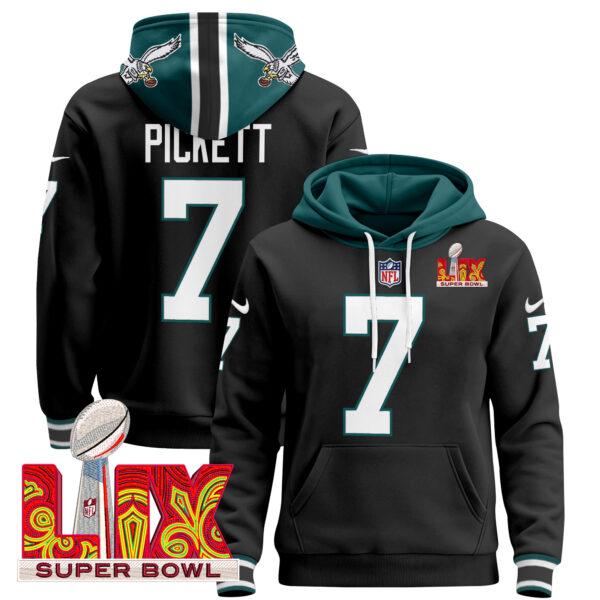 Men's Philadelphia Eagles Super Bowl LIX Patch Pullover Hoodie V3 - All Stitched - Image 22