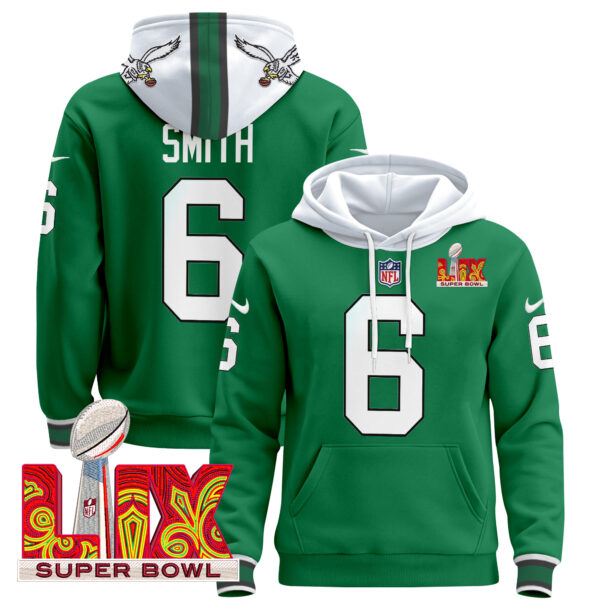 Men's Philadelphia Eagles Super Bowl LIX Patch Pullover Hoodie V3 - All Stitched - Image 35
