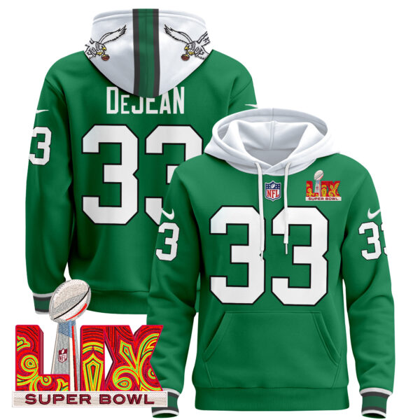 Men's Philadelphia Eagles Super Bowl LIX Patch Pullover Hoodie V3 - All Stitched - Image 40