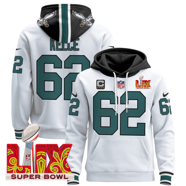 Men's Philadelphia Eagles Super Bowl LIX Patch Pullover Hoodie V3 - All Stitched - Image 14