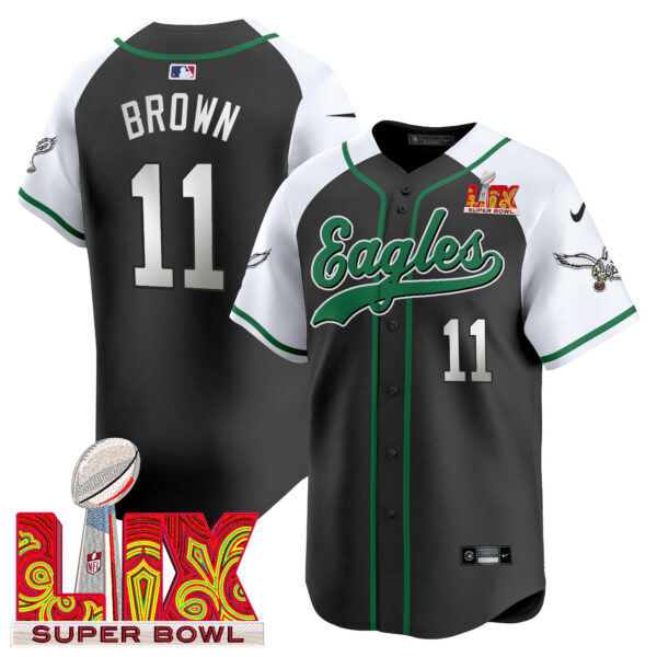 Men's Eagles Super Bowl LIX Patch Kelly Green Vapor Baseball Jersey - All Stitched - Image 53