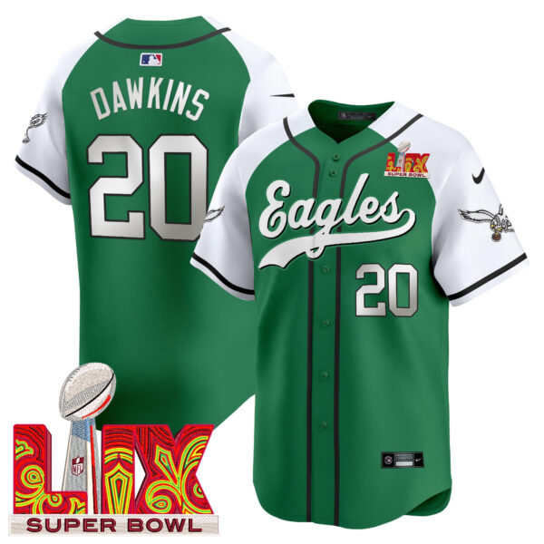 Men's Eagles Super Bowl LIX Patch Kelly Green Vapor Baseball Jersey - All Stitched - Image 41