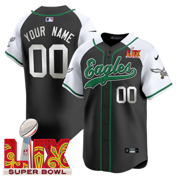 Eagles Super Bowl LIX Patch Kelly Green Vapor Baseball Custom Jersey - All Stitched - Image 5