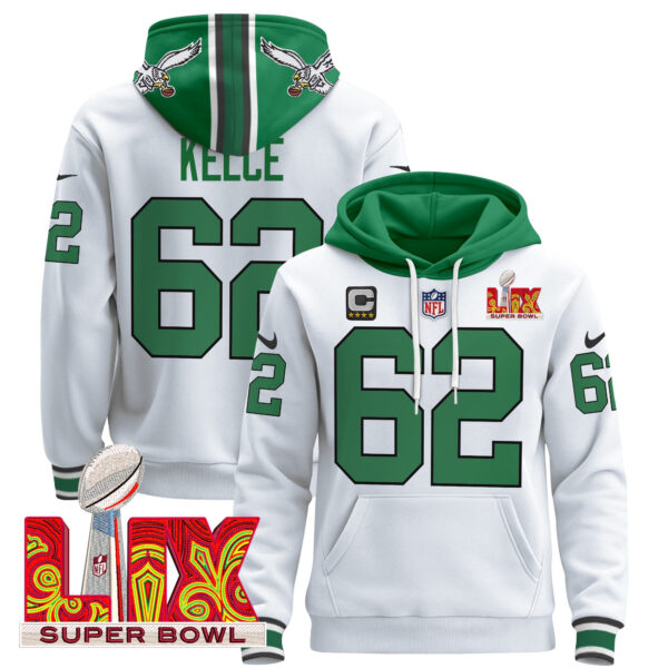 Men's Philadelphia Eagles Super Bowl LIX Patch Pullover Hoodie V4 - All Stitched - Image 4