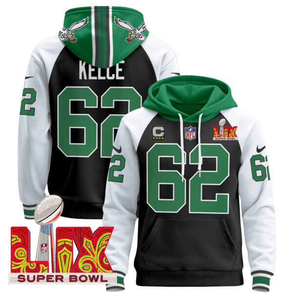 Men's Philadelphia Eagles Super Bowl LIX Patch Pullover Hoodie V4 - All Stitched - Image 14