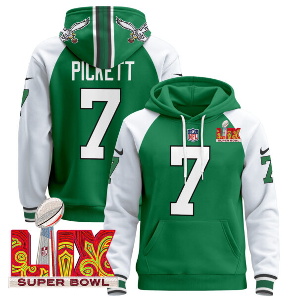 Men's Philadelphia Eagles Super Bowl LIX Patch Pullover Hoodie V4 - All Stitched - Image 22