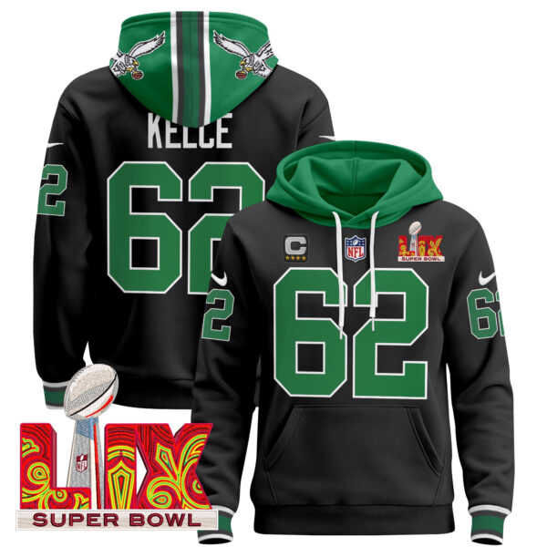 Men's Philadelphia Eagles Super Bowl LIX Patch Pullover Hoodie V4 - All Stitched - Image 44