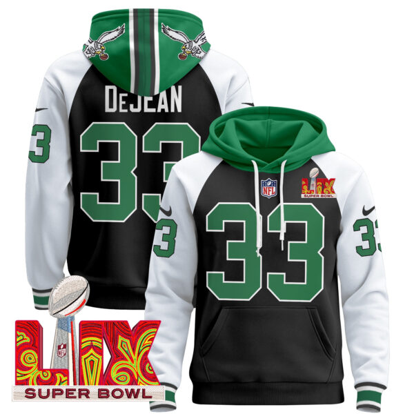 Men's Philadelphia Eagles Super Bowl LIX Patch Pullover Hoodie V4 - All Stitched - Image 20