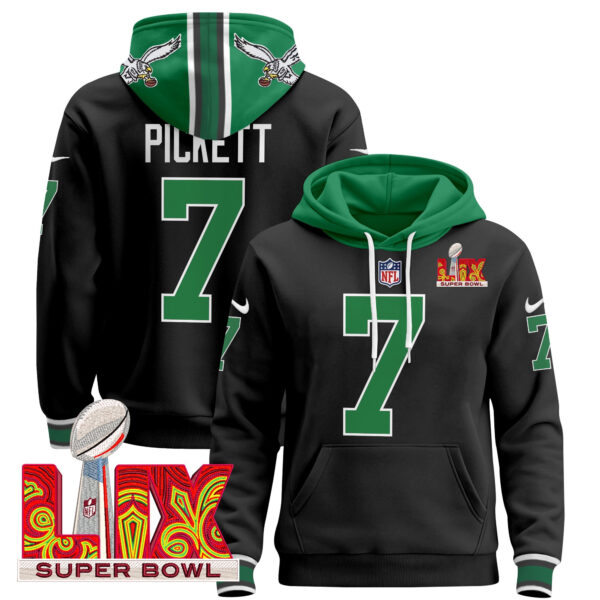 Men's Philadelphia Eagles Super Bowl LIX Patch Pullover Hoodie V4 - All Stitched - Image 42