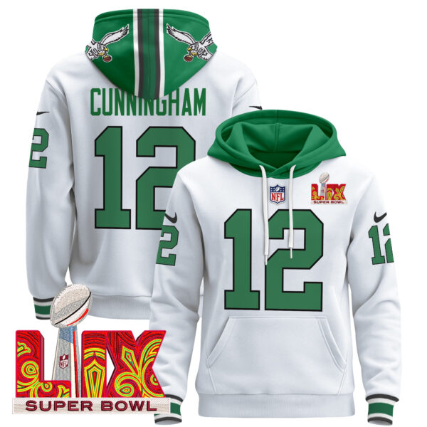 Men's Philadelphia Eagles Super Bowl LIX Patch Pullover Hoodie V4 - All Stitched - Image 6