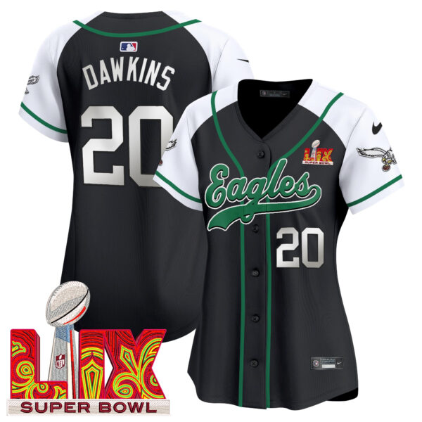 Women's Eagles Super Bowl LIX Patch Kelly Green Vapor Baseball Jersey - All Stitched - Image 52