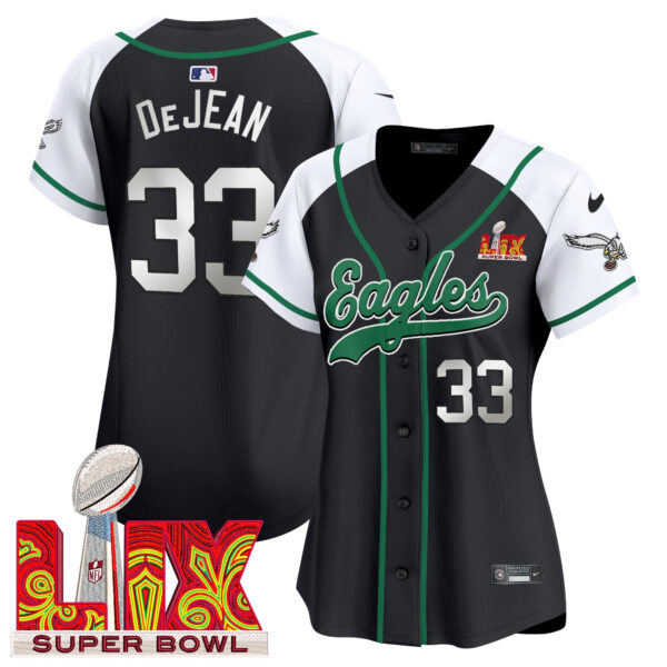 Women's Eagles Super Bowl LIX Patch Kelly Green Vapor Baseball Jersey - All Stitched - Image 54