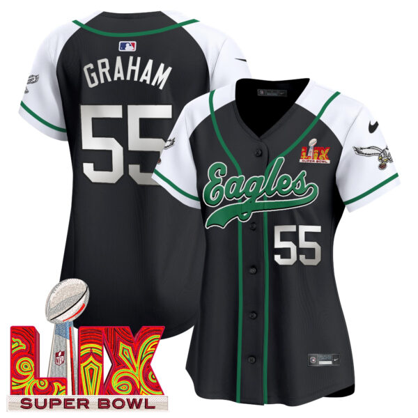 Women's Eagles Super Bowl LIX Patch Kelly Green Vapor Baseball Jersey - All Stitched - Image 51