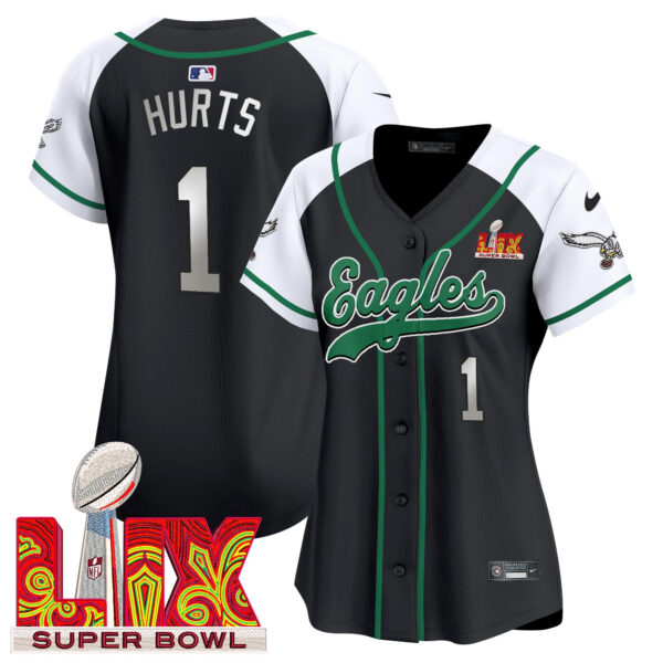 Women's Eagles Super Bowl LIX Patch Kelly Green Vapor Baseball Jersey - All Stitched - Image 47