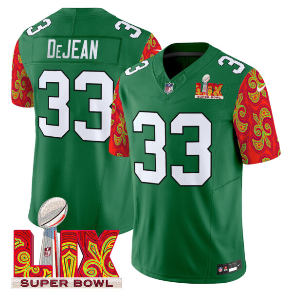 Men's Philadelphia Eagles Kelly Green Super Bowl LIX Style Vapor Limited Jersey - All Stitched - Image 19