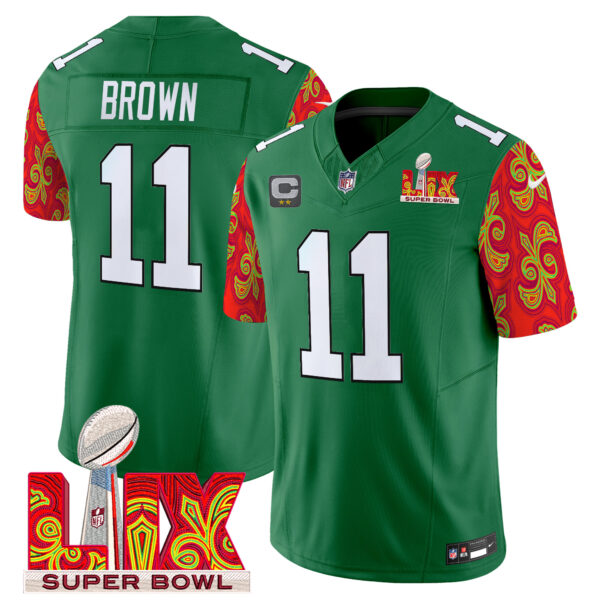 Men's Philadelphia Eagles Kelly Green Super Bowl LIX Style Vapor Limited Jersey - All Stitched - Image 18