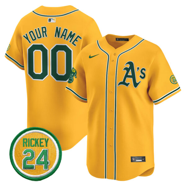 Oakland Athletics Rickey Henderson Patch Vapor Premier Limited Custom Jersey - All Stitched - Image 5