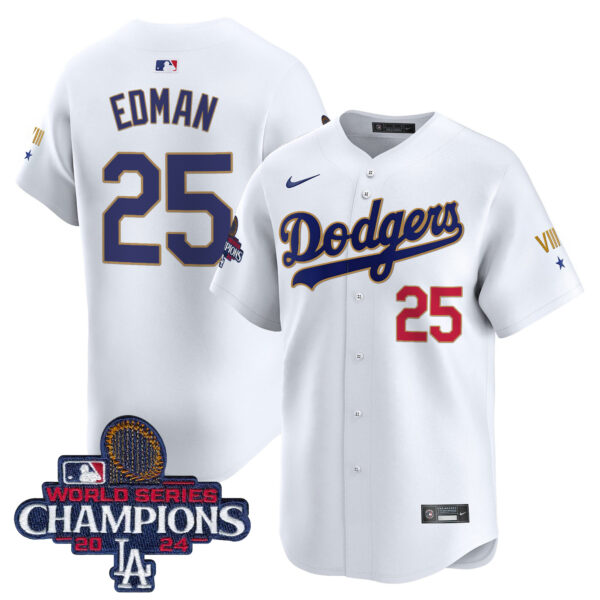 Men's Dodgers 2024 World Series Champions Gold Trim Vapor Premier Limited Jersey - All Stitched - Image 9