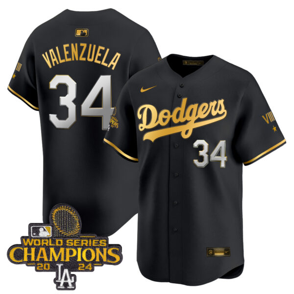 Men's Dodgers 2024 World Series Champions Gold Trim Vapor Premier Limited Jersey - All Stitched - Image 22