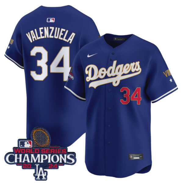 Men's Dodgers 2024 World Series Champions Gold Trim Vapor Premier Limited Jersey - All Stitched - Image 12