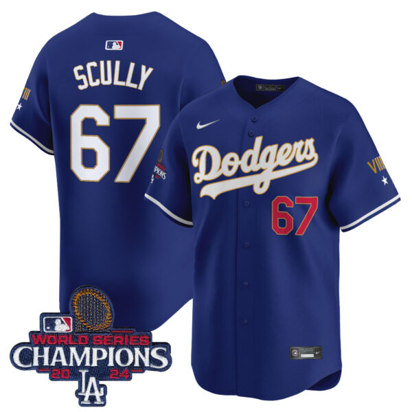 Men's Dodgers 2024 World Series Champions Gold Trim Vapor Premier Limited Jersey - All Stitched - Image 16