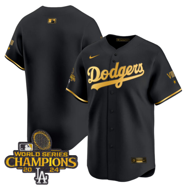 Men's Dodgers 2024 World Series Champions Gold Trim Vapor Premier Limited Jersey - All Stitched - Image 30