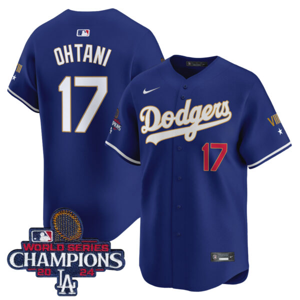 Men's Dodgers 2024 World Series Champions Gold Trim Vapor Premier Limited Jersey - All Stitched - Image 11