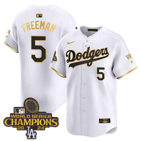 Men's Dodgers 2024 World Series Champions Gold Trim Vapor Premier Limited Jersey - All Stitched - Image 33