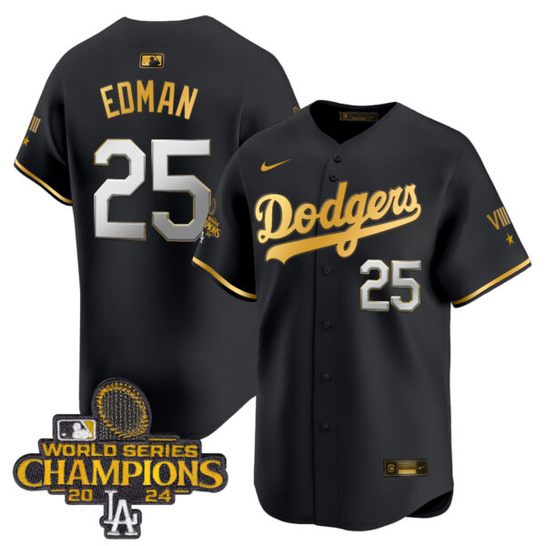 Men's Dodgers 2024 World Series Champions Gold Trim Vapor Premier Limited Jersey - All Stitched - Image 29