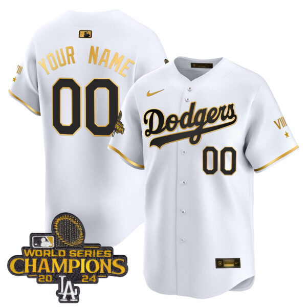Dodgers 2024 World Series Champions Gold Trim Vapor Premier Limited Custom Jersey - All Stitched - Image 4