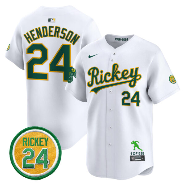 Men's Oakland Athletics Rickey Tribute style Vapor Premier Limited Jersey - All Stitched - Image 23