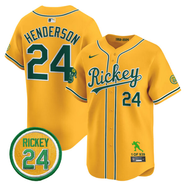 Men's Oakland Athletics Rickey Tribute style Vapor Premier Limited Jersey - All Stitched - Image 30