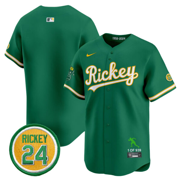 Men's Oakland Athletics Rickey Tribute style Vapor Premier Limited Jersey - All Stitched - Image 21